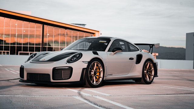 White porsche parking lot cubo free wallpaper for desktop - medium preview image