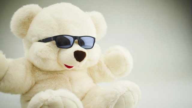 White teddy bear sunglasses sitting free wallpaper for desktop - medium preview image