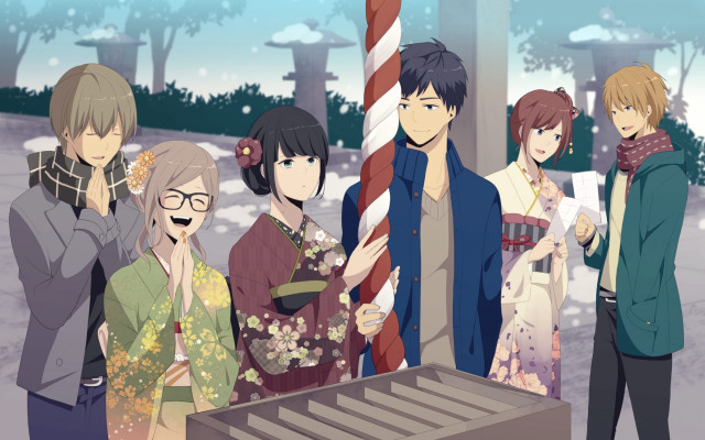 People candy cane snow group free wallpaper for desktop - medium preview image