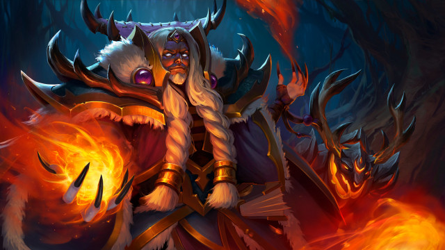 Demon horns fireball flaming sword free wallpaper for desktop - medium preview image