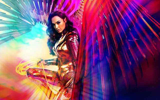 Woman shiny suit wings rainbow free wallpaper for desktop - medium preview image