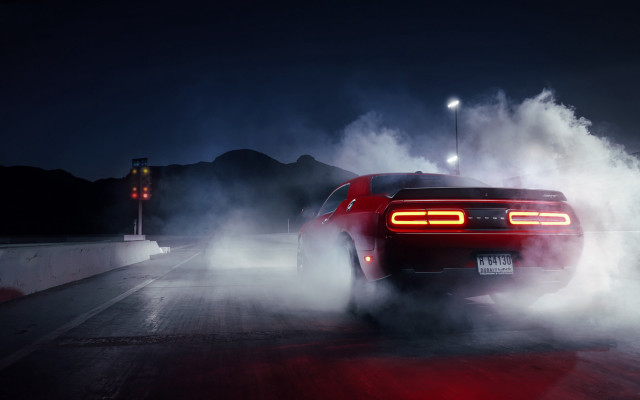 Red car smoke exhaust tail free wallpaper for desktop - medium preview image