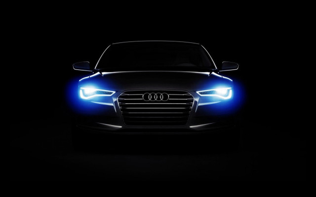 Car blue headlight dark black free wallpaper for desktop - medium preview image