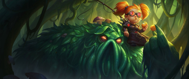 Orange hair girl green monster free wallpaper for desktop - medium preview image