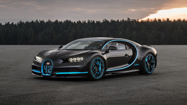 Bugatti blue lights parking lot free wallpaper for desktop - medium preview image