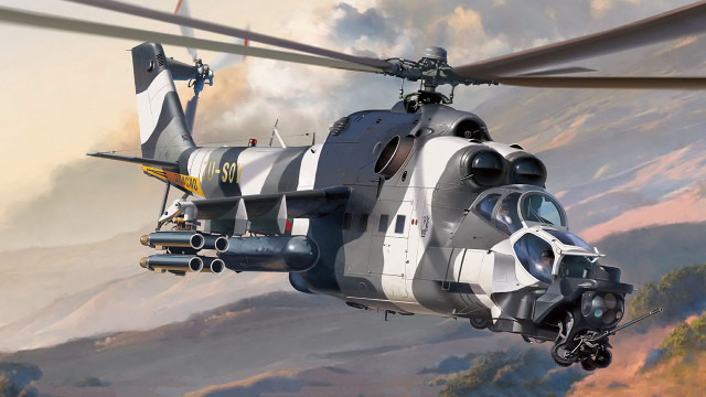 Helicopter clouds sunset mountain ocean free wallpaper for desktop - medium preview image