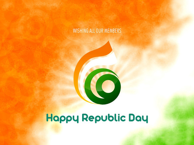 Happy republic day green orange free wallpaper for desktop - medium preview image