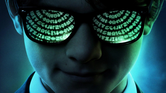 Glowing sunglasses man blue green free wallpaper for desktop - medium preview image