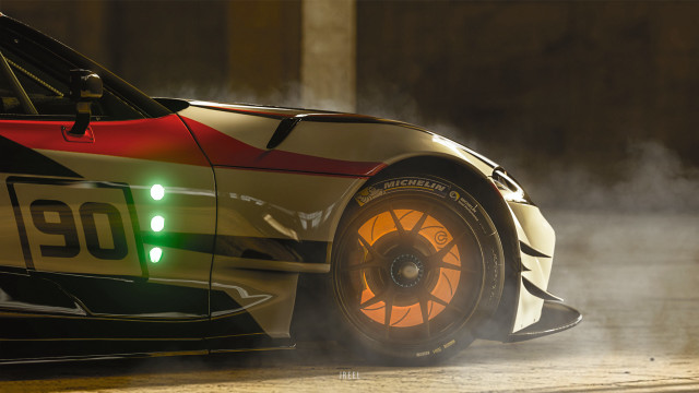 Car green light foggy building free wallpaper for desktop - medium preview image