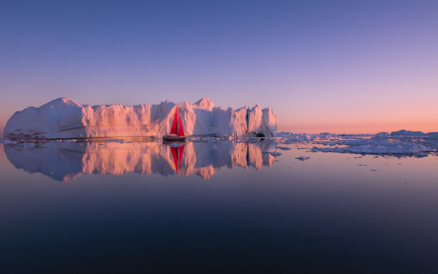 Iceberg redsail sunset matte ecological free wallpaper for desktop - medium preview image