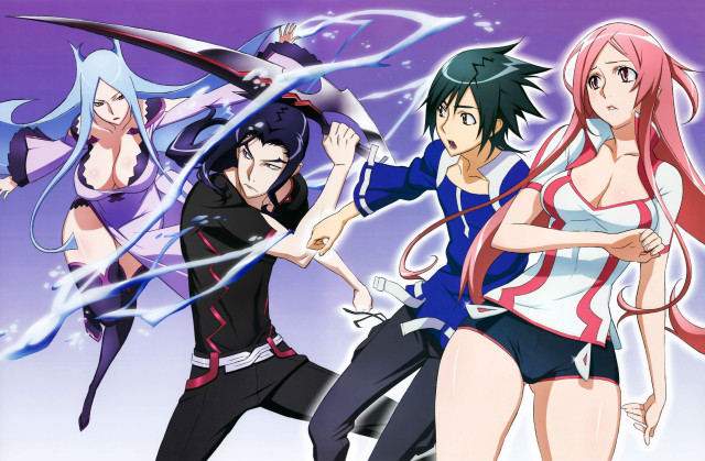 Anime characters swords purple background #3 free wallpaper for desktop - medium preview image