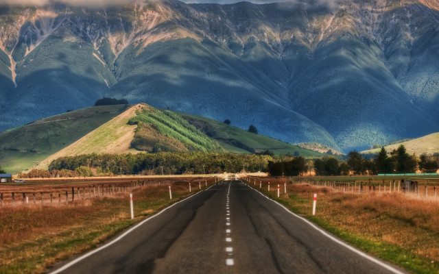 Long road mountain cloudy sky free wallpaper for desktop - medium preview image