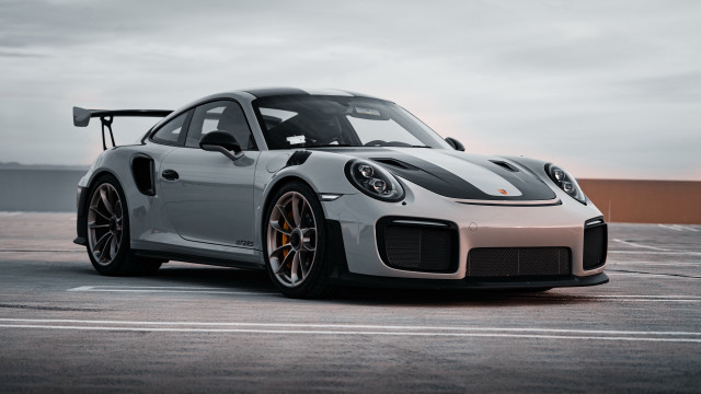 White black porsche sports car free wallpaper for desktop - medium preview image