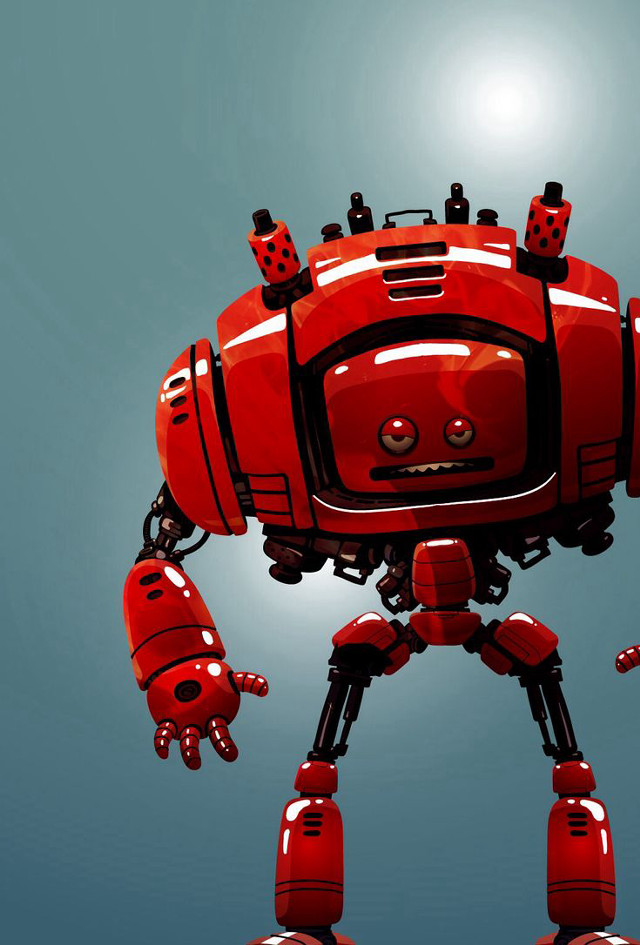 Red robot four arms head free wallpaper for mobile - medium preview image