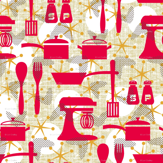 Kitchen pattern utensils mix gold free wallpaper for tablet - medium preview image