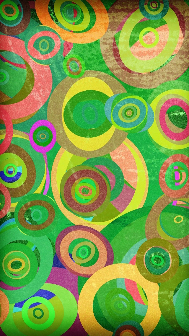 Circles painting green background red free wallpaper for mobile - medium preview image