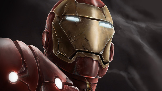 Ironman glowingeyes smokeybackground digitalpainting photorealism free wallpaper for desktop - medium preview image