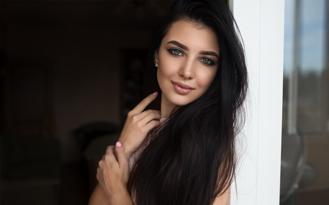 Woman longhair window pinknails neo free wallpaper for desktop - medium preview image