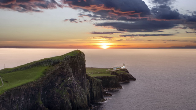 Lighthouse cliff ocean sunset clouds #2 free wallpaper for desktop - medium preview image