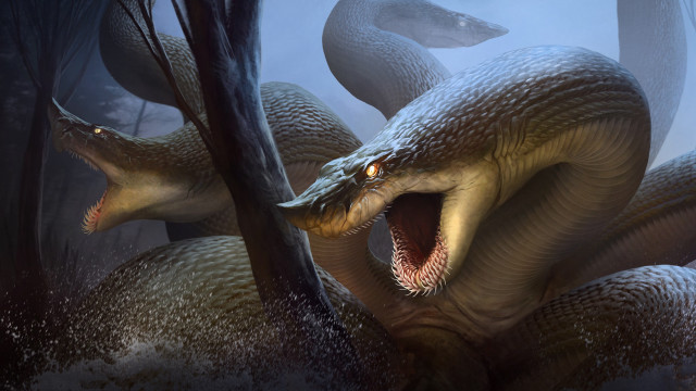 Large snake open mouth starry free wallpaper for desktop - medium preview image