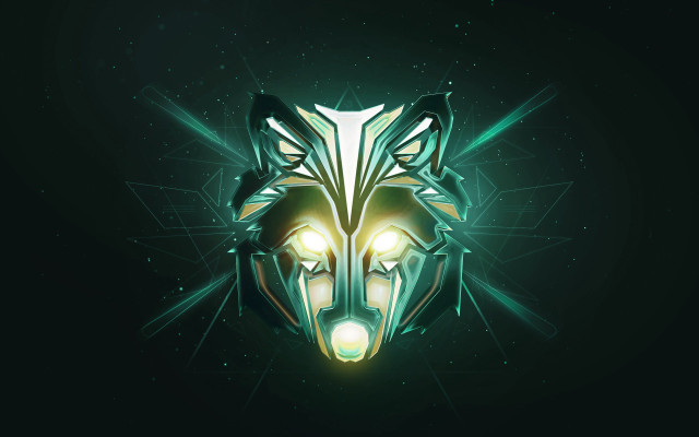 Glowing wolf head eyes dark free wallpaper for desktop - medium preview image