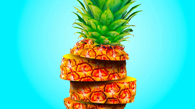 Pineapple stack blue background yellow free wallpaper for desktop - medium preview image