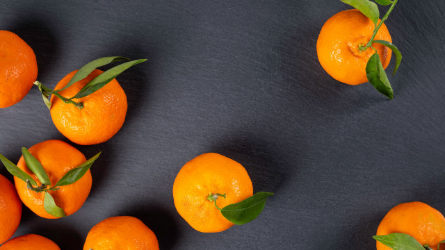 Oranges leaves table black background free wallpaper for desktop - medium preview image
