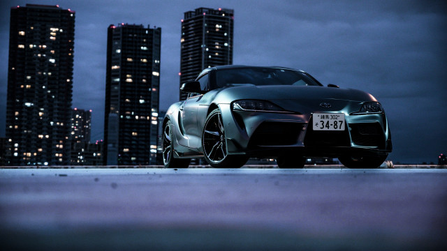 Silver sports car city night #5 free wallpaper for desktop - medium preview image