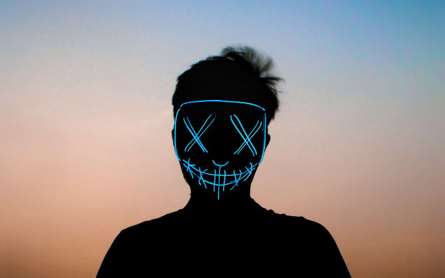 Neon mask sunset cyberpunk beeple free wallpaper for desktop - medium preview image