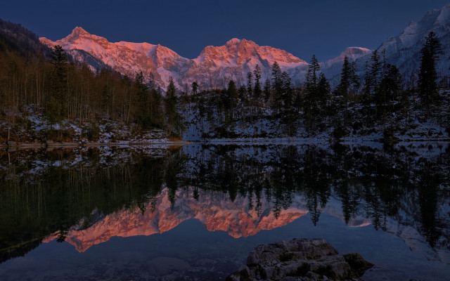 Mountain reflection sunset pink sky #4 free wallpaper for desktop - medium preview image