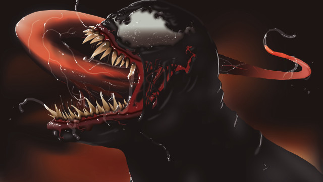 Black red monster sharp teeth free wallpaper for desktop - medium preview image