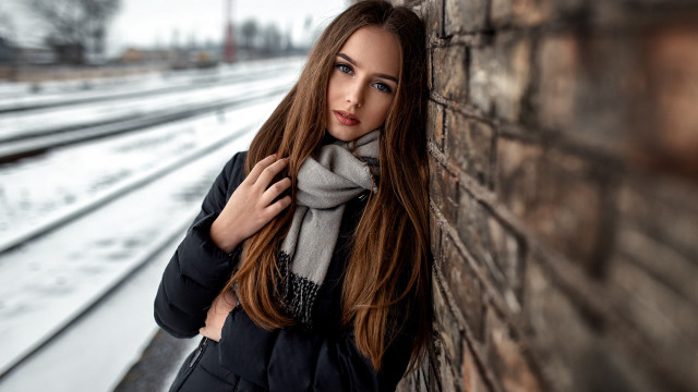 Elina karimova brick wall train free wallpaper for desktop - medium preview image