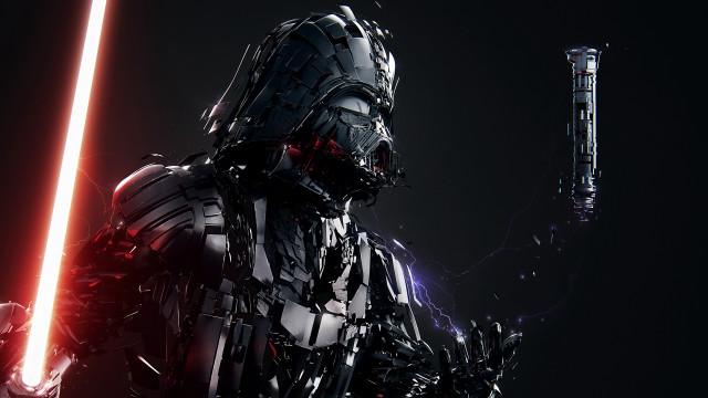 Robot glowing saber armor dark free wallpaper for desktop - medium preview image