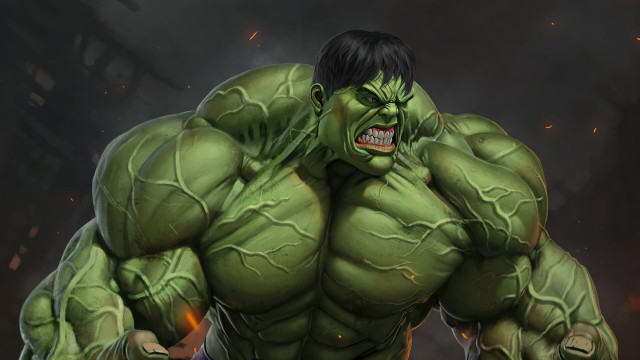 Hulk open mouth hands hips free wallpaper for desktop - medium preview image