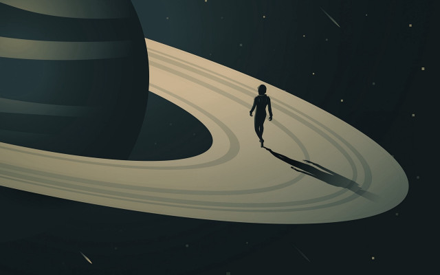 Space man planet stars shadows free wallpaper for desktop - medium preview image