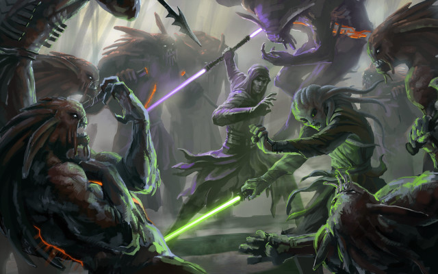 Alien attack demon forest lightsaber free wallpaper for desktop - medium preview image