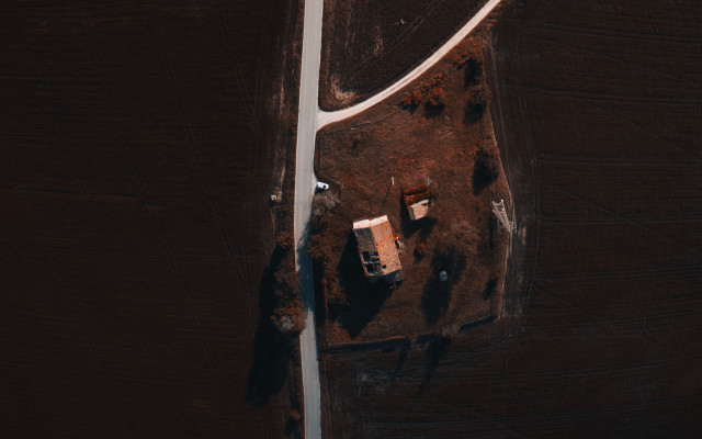 Aerial farm road house color free wallpaper for desktop - medium preview image