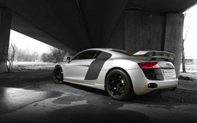 White sports car under bridge free wallpaper for desktop - medium preview image
