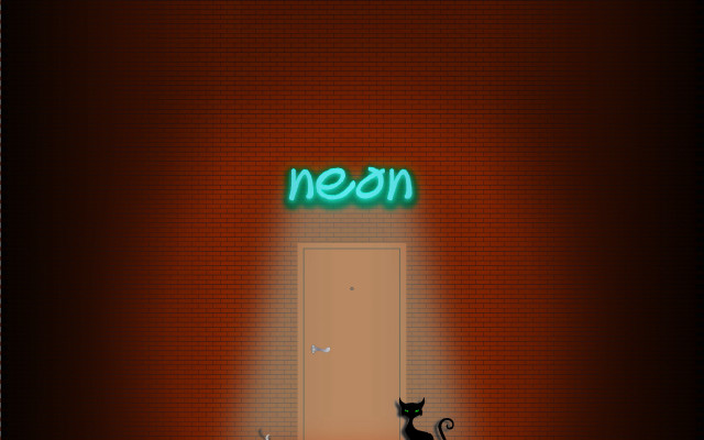 Neon cat brick wall door free wallpaper for desktop - medium preview image