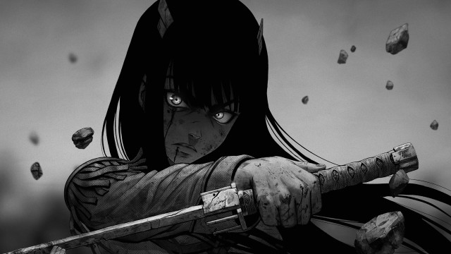 Woman sword rocks cartoon aya free wallpaper for desktop - medium preview image