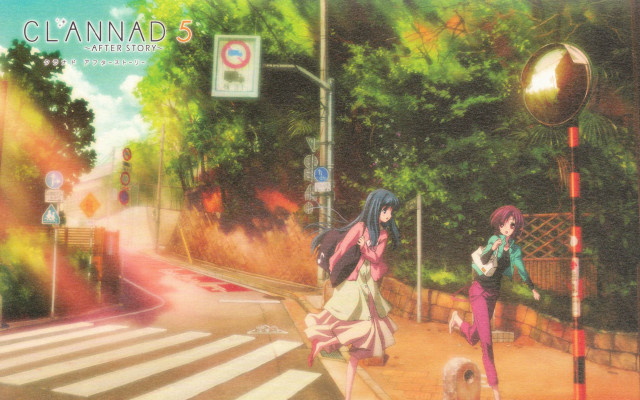 Women walking dog street light free wallpaper for desktop - medium preview image