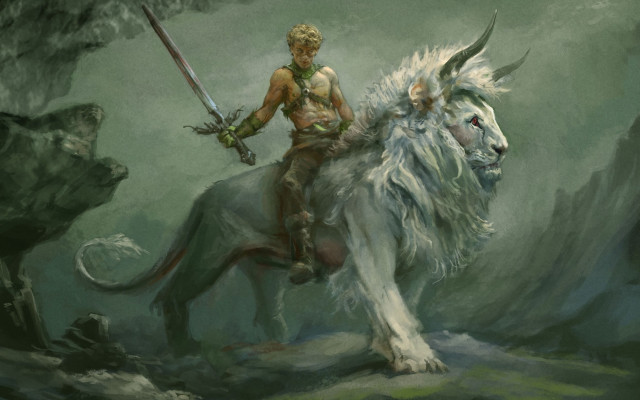 Man whitelion sword demon epicfantasy free wallpaper for desktop - medium preview image