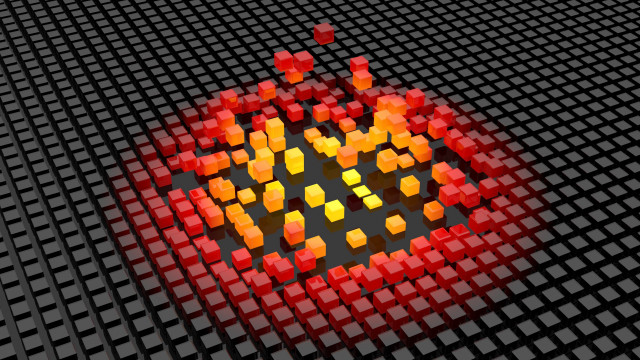 Red yellow fence honeycomb checkered free wallpaper for desktop - medium preview image