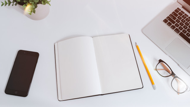 Notebook glasses cellphone laptop desk free wallpaper for desktop - medium preview image