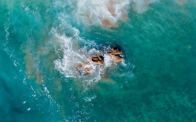 Ocean swimming wave rock aurora free wallpaper for desktop - medium preview image