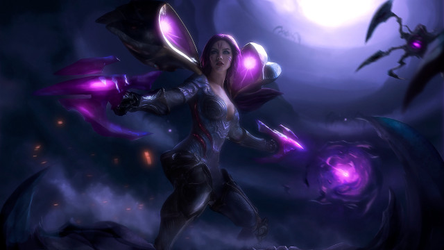 Futuristic woman bat armor glowing free wallpaper for desktop - medium preview image