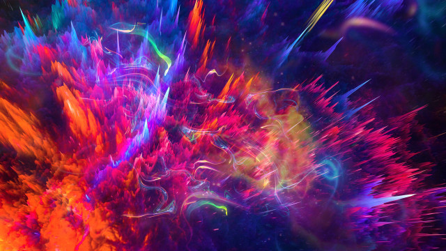 Psychedelic explosion colorful dark matte free wallpaper for desktop - medium preview image