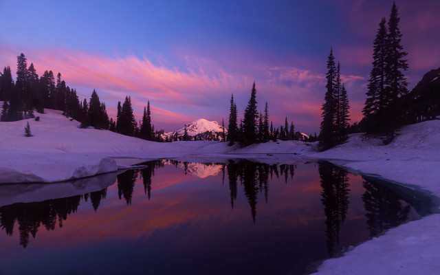 Mountain lake trees sunset clouds #3 free wallpaper for desktop - medium preview image