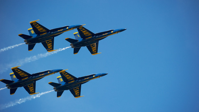 Three blue angels jets formation free wallpaper for desktop - medium preview image