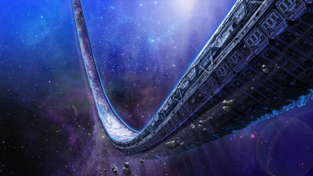 Space station galaxy earth stars free wallpaper for desktop - medium preview image